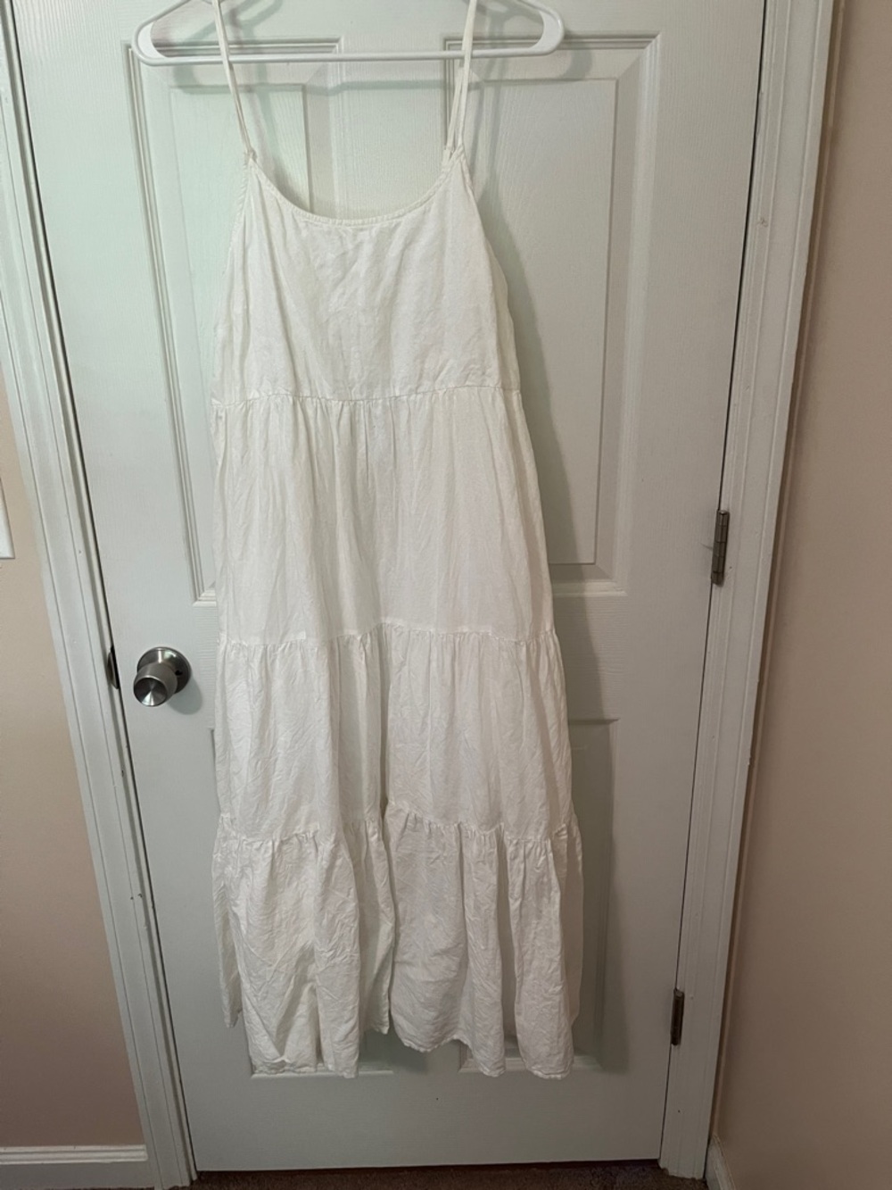 White Tiered Spaghetti Strap Maxi Dress